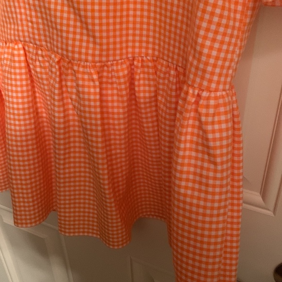 LaRoque orange/white cotton check ruffle blouse. Size L - Picture 6 of 7